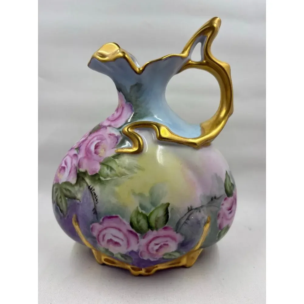 Antique Nippon Hand Painted Roses Decoravtive Vase/Pitcher